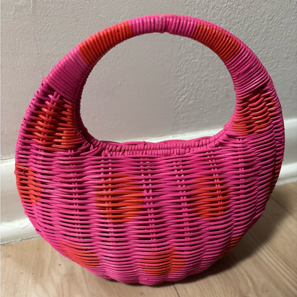 Kate Spade New York x Target Pink Wicker Crescent Bag Purse Clutch Exclusive